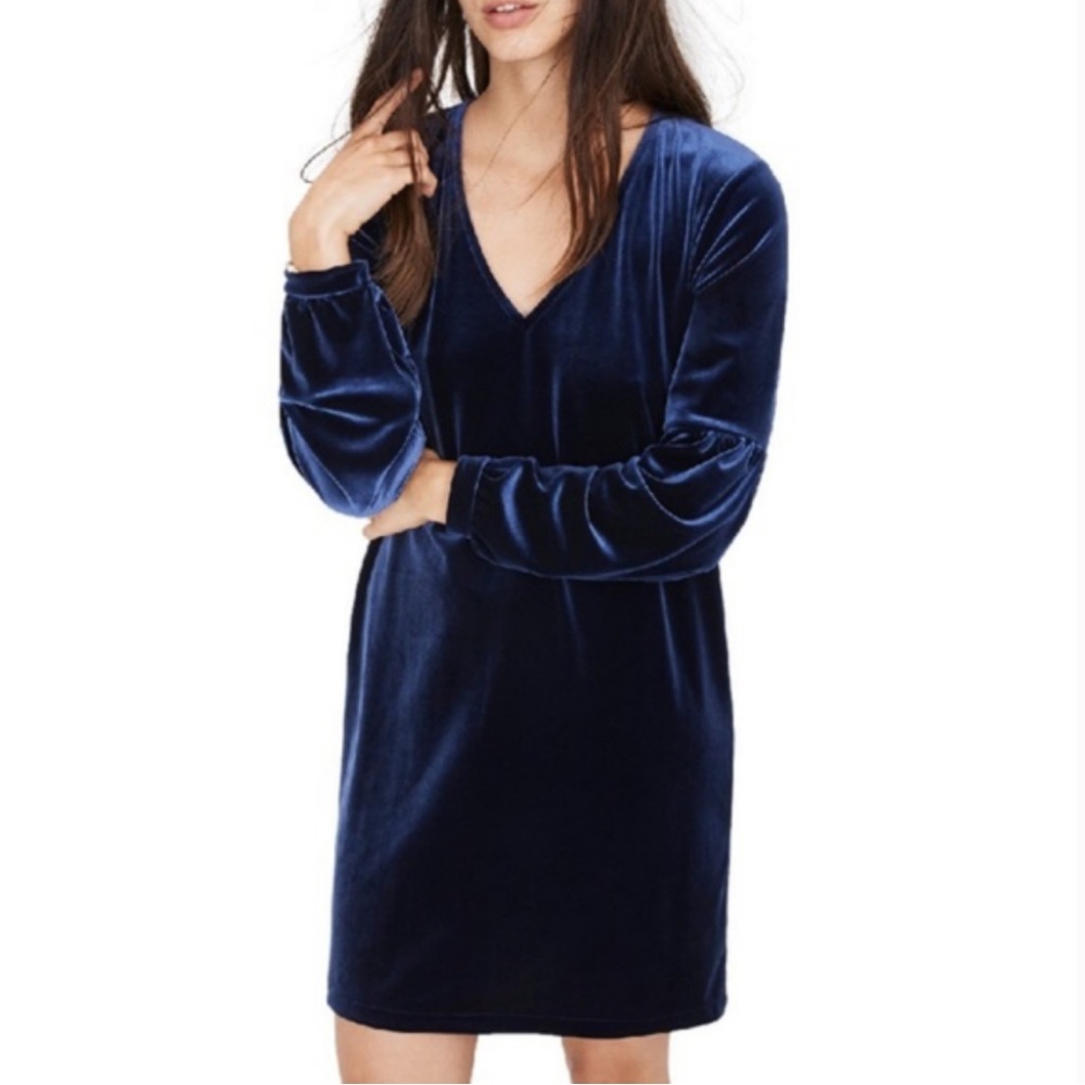 Madewell Balloon Sleeve Velvet Shirt Dress Size XXS